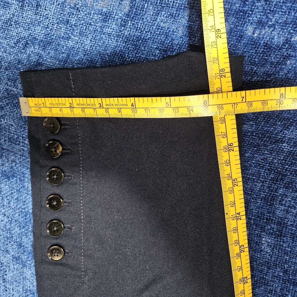 JOSEPH Navy Blue Capri Trousers Pants Side Leg Buttons 40 (US 12) - Picture 7 of 9